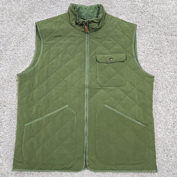 Vineyard Vines Vest Jacket Mens XL Green Military Quilted Full Zip Chore Outdoor - Picture 1 of 12